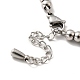 304 Stainless Steel Snowflake Charm Bracelet with 201 Stainless Steel Round Beads for Women(BJEW-B057-19P)-4