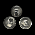 Round Handmade Blown Glass Globe Ball Bottles, One Hole, for Glass Vial Pendants Making, Clear, 14mm, Hole: 4mm(BLOW-R002-14mm)