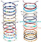 24Pcs 1Bag Cord Braided Bracelets & Glass Seed Beads Braided Bead Bracelets, Mixed Color, Inner Diameter: 7/8 ~3-3/4 inch(2.15~9.4cm)(BJEW-UN0002-03)