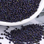 MIYUKI Round Rocailles Beads, Japanese Seed Beads, 11/0, (RR2061) Matte Metallic Plum Emerald Iris, 11/0, 2x1.3mm, Hole: 0.8mm, about 1100pcs/bottle, 10g/bottle(SEED-JP0008-RR2061)