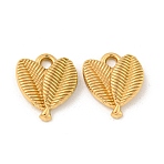 Ion Plating(IP) 304 Stainless Steel Pendants, Leaf Charm, Real 18K Gold Plated, 17.5x15x3.5mm, Hole: 2.1mm(STAS-N103-141G)