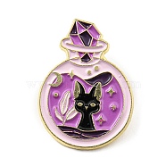 Magic Cat Enamel Pin, Alloy Brooch for Backpack Clothes, Bottle, 29.5x22x1.5mm(JEWB-B006-06C)