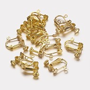 Brass Clip-on Earring Findings, Golden, 15x13x5mm(X-KK-E492-G)