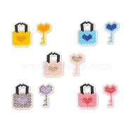 2Pcs 2 Style Handmade MIYUKI Japanese Seed Beads, Loom Pattern, Key & Padlock, Mixed Color, 24~26x14~20x1.5mm, 1Pc/style(PALLOY-MZ00015)