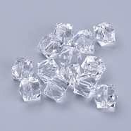 Transparent Acrylic Beads, Faceted, Cube, Clear, 6x6x4mm, Hole: 1.1mm, about 420pcs/50g(X-TACR-Q259-6mm-V01)
