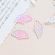 Handmade Lampwork Connector Charms, Fan Link, Pearl Pink, 16x28mm(INS-PW0002-02C)