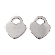 Tarnish Resistant 201 Stainless Steel Charms, Heart, Stainless Steel Color, 12x10.5x0.8mm, Hole: 2.7x2.9mm(STAS-K217-51A)