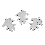 201 Stainless Steel Pendants, Laser Cut, Girl Silhouette Charm, Stainless Steel Color, 17x13.5x1mm, Hole: 1.4mm(STAS-T044-271P)