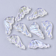 Transparent Glass Pendants, AB Color Plated, Butterfly Wings, Clear AB, 24x12.5x4mm, Hole: 1.4mm(GLAA-S190-010A-A01)