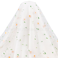 Daisy Pattern Embroidered Polyester Tulle Lace Fabric, Garment Accessories, White, 126x0.2cm, 2yard/pc(DIY-WH0409-66)