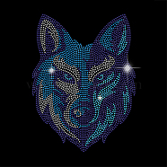 Glass Hotfix Rhinestone, Iron on Appliques, Costume Accessories, for Clothes, Bags, Pants, Wolf Head, 297x210mm(DIY-WH0303-226)