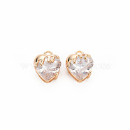 Brass Micro Pave Cubic Zirconia Charms, Real 18K Gold Plated, Nickel Free, Strawberry, Clear, 10.5x8.5x6mm, Hole: 1.2mm(KK-N232-271)