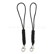 Polyester Cord Mobile Straps, with Platinum Plated Lobster Claw Clasps, Black, 8.3~8.5cm(FIND-G063-03P-02)