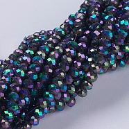 Electroplate Glass Beads Strands, Full Plated, Faceted, Rondelle, Colorful, 3x2mm, Hole: 0.8~1mm, about 185~190pcs/strand, 15.5~16 inch(39.3~40.6cm)(GLAA-F078-FP07)