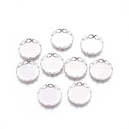 316 Surgical Stainless Steel Lace Edge Bezel Cups, Cabochon Settings, Flat Round, Stainless Steel Color, Tray: 14mm, 15x2.5mm(X-STAS-I118-07P-03)