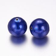 CCB Plastic Beads, Round, Blue, 30~30.5mm, Hole: 3mm(CCB-F007-01)