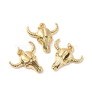 Rack Plating Brass Pendants, with Jump Ring, Long-Lasting Plated, Cow, Real 18K Gold Plated, 23x24x5mm, Jump Ring: 5x0.9mm, 3mm Inner Diameter(KK-B054-07G-08G)