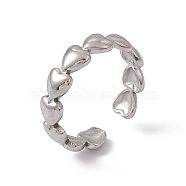 304 Stainless Steel Heart Wrap Open Cuff Ring for Women, Stainless Steel Color, US Size 6 1/2(16.9mm)(RJEW-C045-18P)