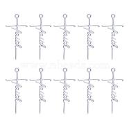 10Pcs Faith Cross Charm Pendant Faith Necklace Charm Stainless Steel Pendant for Necklace Making Christian Religious Jewelry Gifts, Stainless Steel Color, 40x19.8mm, Hole: 2mm(JX515A)