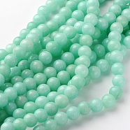 Natural & Dyed White Jade Beads Strands, Imitation Amazonite, Round, Dark Green, 8mm, Hole: 1mm(X-GSR055)
