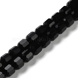 Opaque Glass Beads Strands, Faceted Barrel, Black, 6.5~7x6mm, Hole: 1mm, about 78pcs/strand, 20.28~21.65 inch(51.5~55cm)(GLAA-G112-03A)