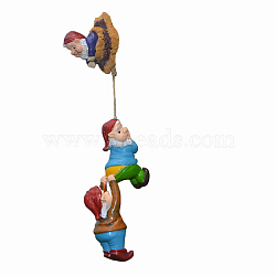 Resin Climbing Gnome Statue Ornament, for Garden Tree Decoration, Colorful, 27~51x30~50x63~70mm(WG92645-01)