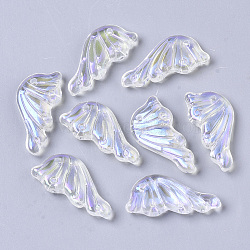 Transparent Glass Pendants, AB Color Plated, Butterfly Wings, Clear AB, 24x12.5x4mm, Hole: 1.4mm(GLAA-S190-010A-A01)