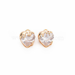 Brass Micro Pave Cubic Zirconia Charms, Real 18K Gold Plated, Nickel Free, Strawberry, Clear, 10.5x8.5x6mm, Hole: 1.2mm(KK-N232-271)
