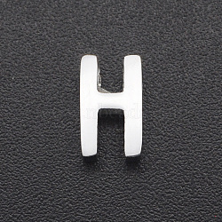 Non-Tarnish 201 Stainless Steel Charms, for Simple Necklaces Making, Laser Cut, Letter, Stainless Steel Color, Letter.H, 8x5x3mm, Hole: 1.8mm(STAS-R109-JA433-H-1)