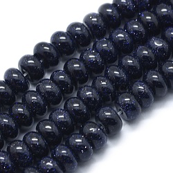 Synthetic Blue Goldstone Beads Strands, Rondelle, 8x5mm, Hole: 1mm, about 74pcs/strand, 15.15 inch(38.5cm)(G-E507-11A-8mm)