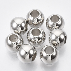 CCB Plastic Beads, Large Hole Beads, for DIY Jewelry Making, Round, Platinum, 14x12mm, Hole: 7mm, about 474pcs/500g(CCB-N003-30P)