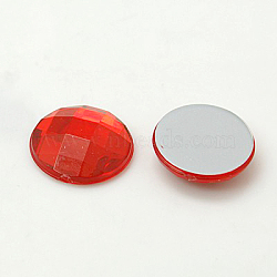Imitation Taiwan Acrylic Rhinestone Flat Back Cabochons, Faceted, Half Round/Dome, Red, 18x5mm, 200pcs/bag(GACR-D002-18mm-06)