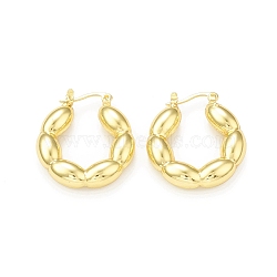 Rack Plating Brass Oval Wrap Hoop Earrings for Women, Cadmium Free & Lead Free, Real 18K Gold Plated, 27.5x25x6mm, Pin: 1mm(EJEW-G340-04G)