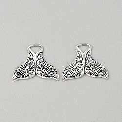 Tibetan Style Zinc Alloy Pendants, Tail Shape Charms, Antique Silver, 16.5x21x2.2mm, Hole: 3.5x4mm(FIND-CJC0437-003B-AS)