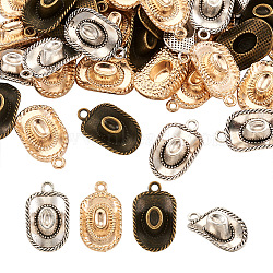 60Pcs 3 Colors Tibetan Style Zinc Alloy Pendants, Cadmium Free & Lead Free, Hat, Mixed Color, 22~23x13~13.5x6mm, Hole: 2mm, 20pcs/color(TIBEP-BT0001-06)