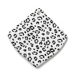 Leopard Pattern Opaque Acrylic Pendants, for DIY Earring Accessories, Rhombus, Black, 35x35x2mm, Hole: 1.6mm(SACR-P014-06A)