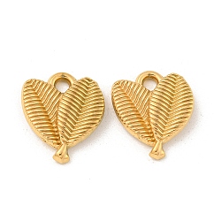 Ion Plating(IP) 304 Stainless Steel Pendants, Leaf Charm, Real 18K Gold Plated, 17.5x15x3.5mm, Hole: 2.1mm(STAS-N103-141G)