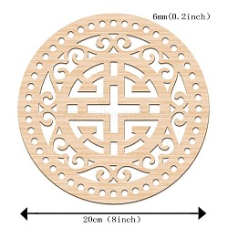 Basswood Basket Bottoms, Crochet Basket Base, for Basket Weaving Supplies and Home Decoration Craft, Flat Round, BurlyWood, Flower Pattern, 200x6mm, Hole: 6mm(WOOD-WH0111-010)