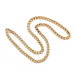 Men's Vacuum Plating 304 Stainless Steel Cuban Link Chain Necklaces, with Lobster Claw Clasps, Golden, 29.68 inch(75.4cm), 8.5mm(NJEW-I248-04G)