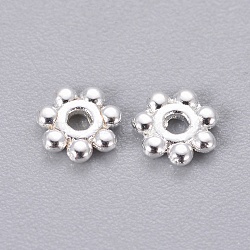 Tibetan Style Alloy Daisy Spacer Beads, Lead Free & Cadmium Free, Silver, 4x1.5mm, Hole: 1mm, about 19000pcs/1000g(K08SK022-01S)