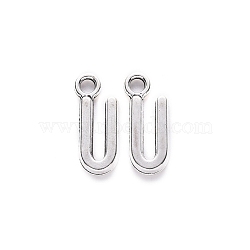 Tibetan Style Alloy Pendants, Cadmium Free & Lead Free, Letter U, U: 16x7x2mm, Hole: 2mm, about 1430pcs/1000g(TIBE-S108-108U-AS-RS)