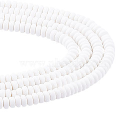 CHGCRAFT Handmade Polymer Clay Beads Strands, for DIY Jewelry Crafts Supplies, Flat Round, Creamy White, 6~7x3mm, Hole: 1.5mm, about 113~116pcs/strand, 15.55 inch~16.14 inch(39.5~41cm), 6 strands(CLAY-CA0001-06)