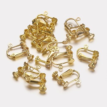 Brass Clip-on Earring Findings, Golden, 15x13x5mm