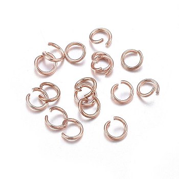 304 Stainless Steel Open Jump Rings, Rose Gold, 7x1mm, about 5mm inner diameter