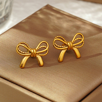 Stylish Stainless Steel Butterfly Stud Earrings For Daily Wear For Ladies, Real 18K Gold Plated, 16.48x20.75mm