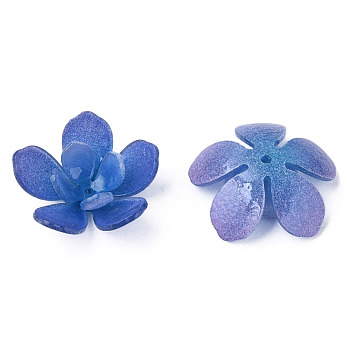 Plastic Beads, Flower, Royal Blue, 21x22x7mm, Hole: 0.7mm