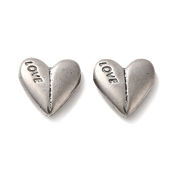 Valentine's Day 304 Stainless Steel Pendants, Heart with Word Love, Stainless Steel Color, 12.5x12.5x3.4mm