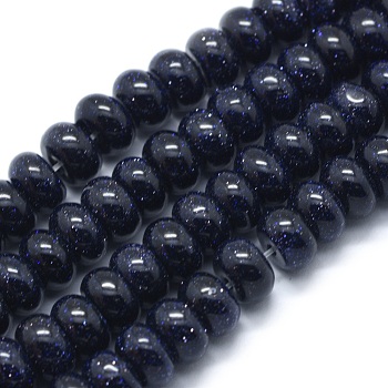 Synthetic Blue Goldstone Beads Strands, Rondelle, 8x5mm, Hole: 1mm, about 74pcs/strand, 15.15 inch(38.5cm)