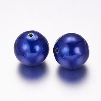 CCB Plastic Beads, Round, Blue, 30~30.5mm, Hole: 3mm