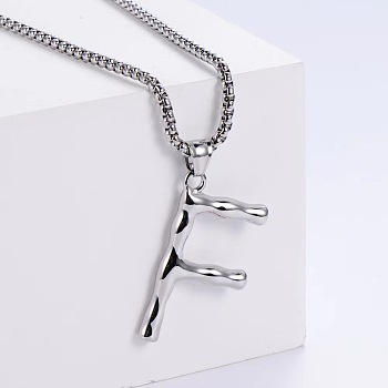 3Pcs Stainless Steel Textured Letter Pendants, Without Chain, Letter F